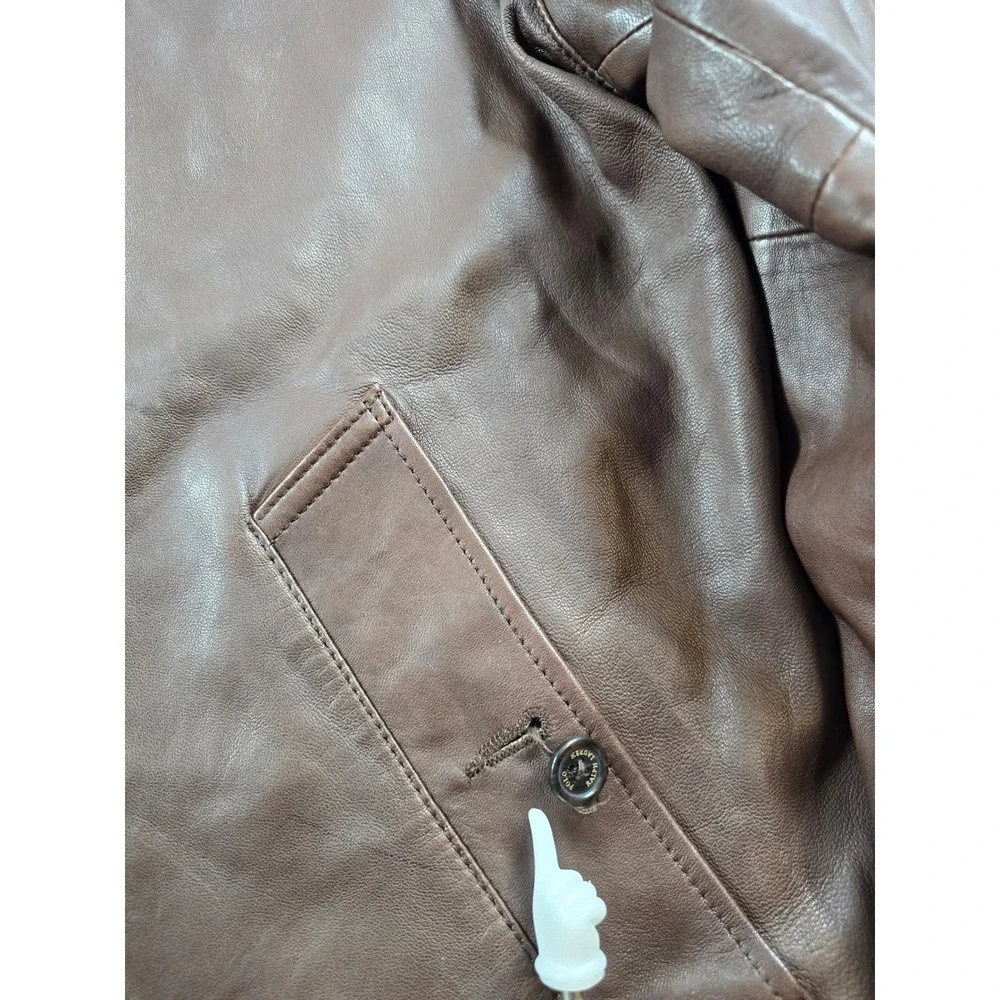 Polo Ralph Lauren Lamb Leather Jacket Mens XL Brown Lightweight Bi-Swing Pony